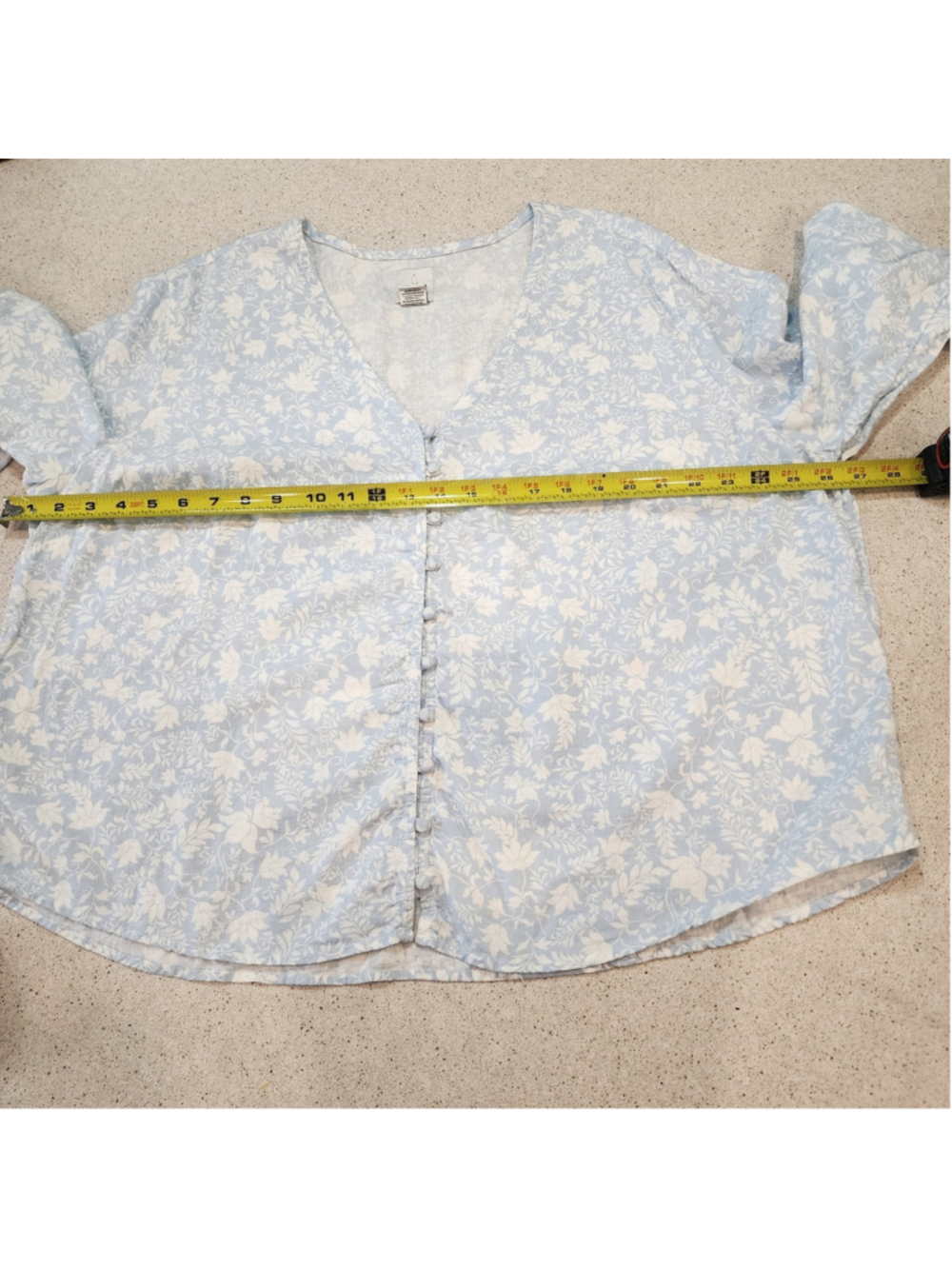 Joie 2x linen blend blue white floral button v cottage - Picture 8 of 8